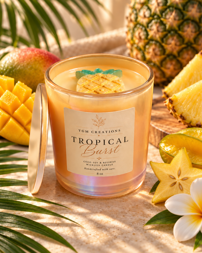 Luxe Tropical Burst – 8 oz Wickless Coco-Soy Candle