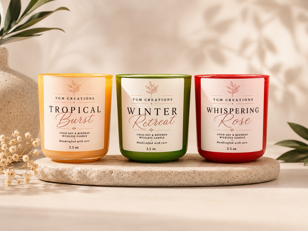 Luxe Wickless Candles – Set of Three (2.5 oz Each)