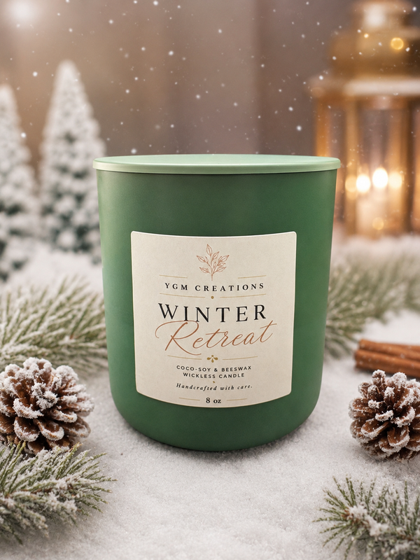 Luxe Winter Retreat – 8 oz Wickless Coco-Soy Candle - Pre-Order