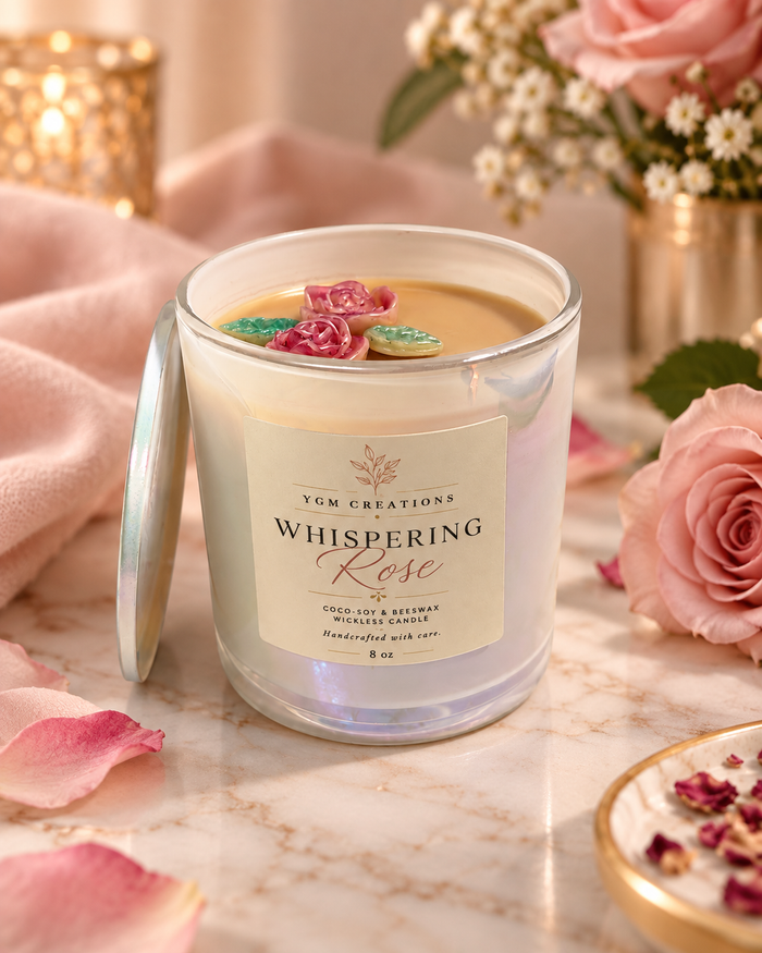 Luxe Whispering Rose - 8 oz Wickless Coco-Soy Candle