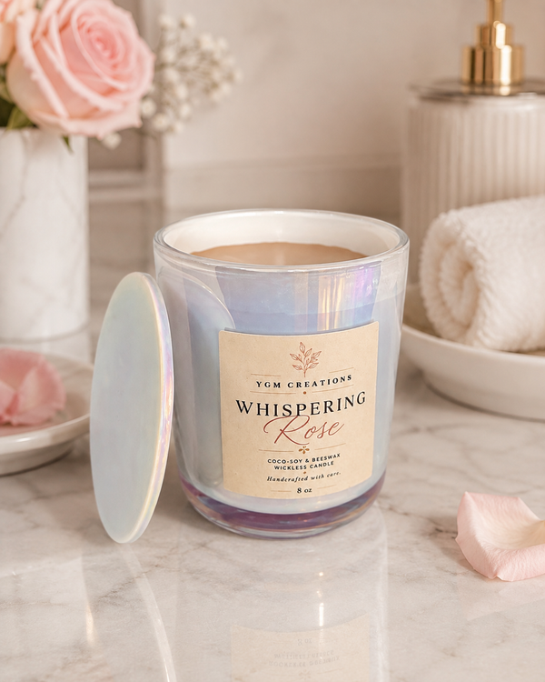Luxe Whispering Rose - 8 oz Wickless Coco-Soy Candle